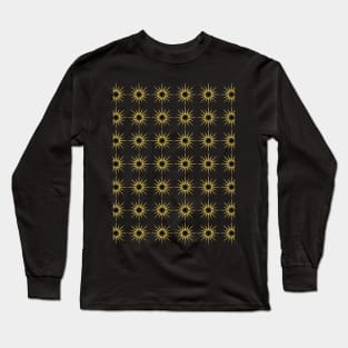 Golden and Black Sun Pattern Long Sleeve T-Shirt